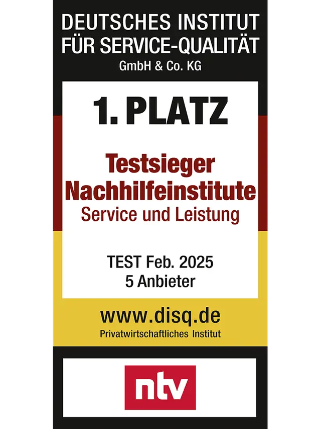 Siegel, das zeigt, dass die Schülerhilfe Testsieger unter Nachhilfeinstituten in Deutschland ist.
